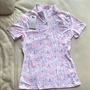 R.j. Classics Women's Floral Short Sleeve Top . Horseback riding shirt.